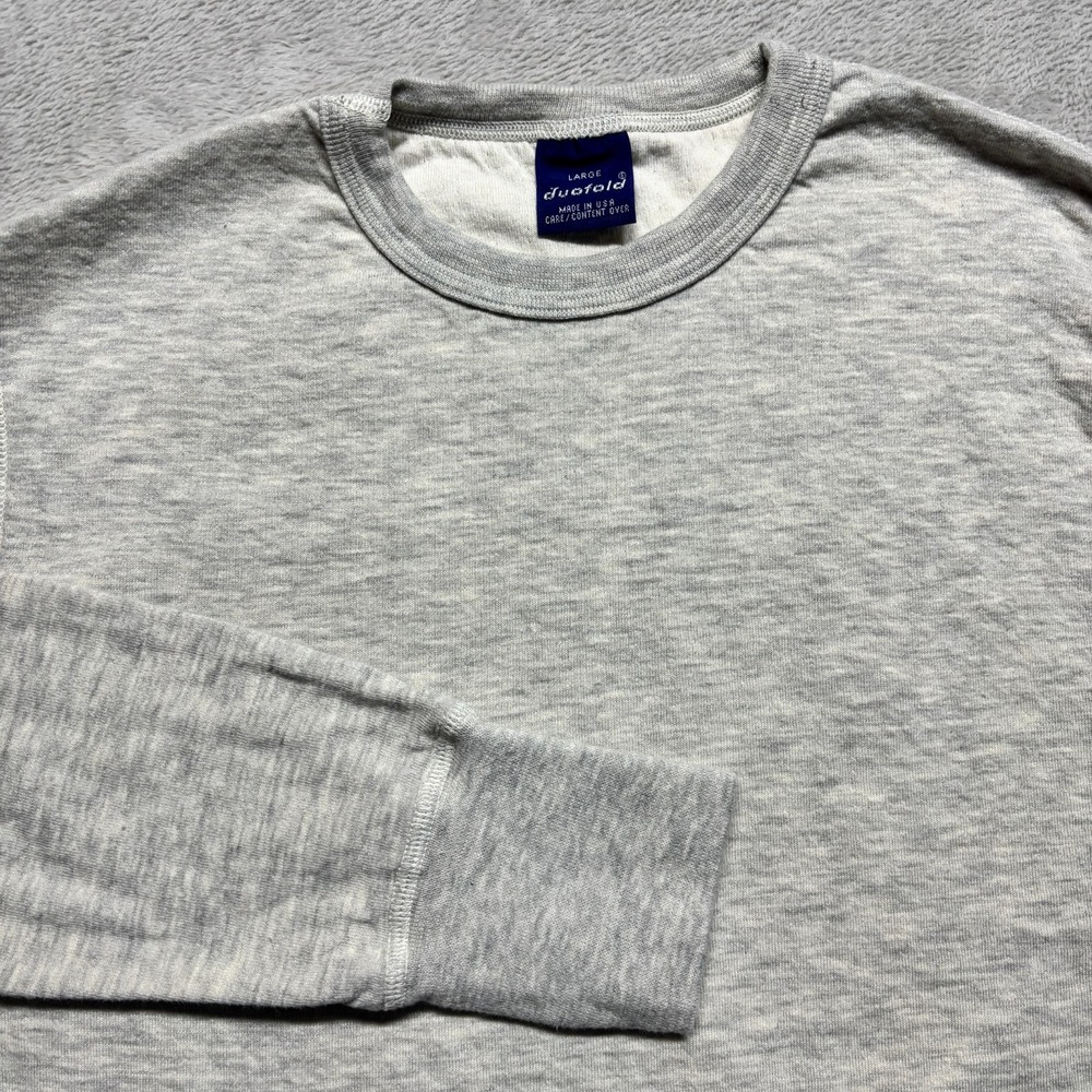 Vintage Duofold Thermal Shirt Mens L Gray Long Sleeve Wool Blend Base Layer USA